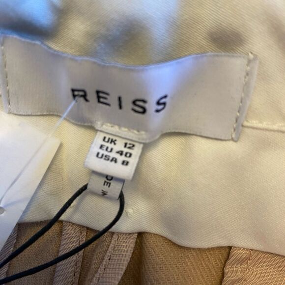Reiss tan wool blend wide leg slacks trousers business work size 8 - Picture 6 of 13